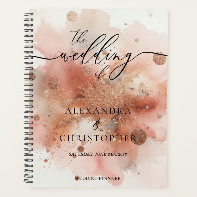 Signatures du Mariage d'aquarelle RoseGold (Devant)