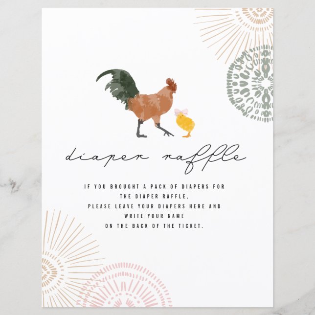 Signe à Baby shower rose poulet (Devant)