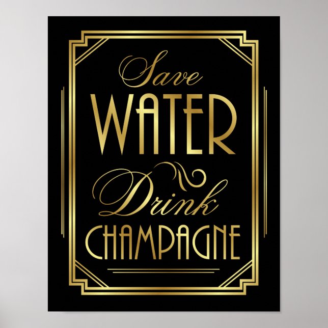 Signe Art Déco SAVE EAU BOISSON CHAMPAGNE SIGNE (Devant)