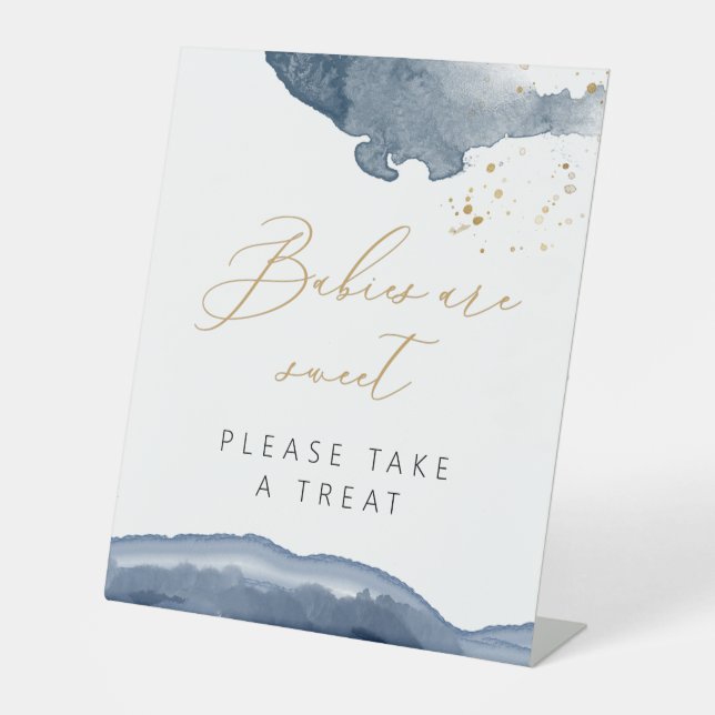 Signe Baby shower Faveur, Signe Faveur Traite Bleu (Recto)