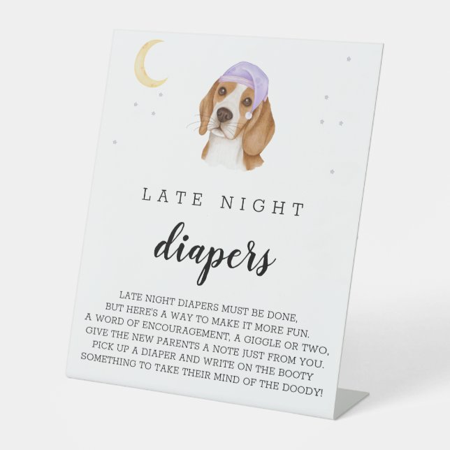 Signe Beagle d'aquarelle de nuit (Recto)