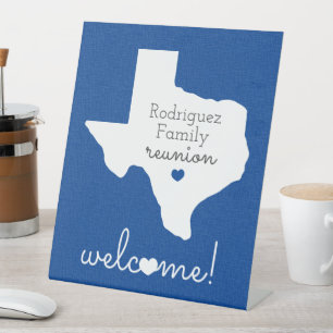 SIGNE Bleu État du Texas Famille Réunion Pedestal