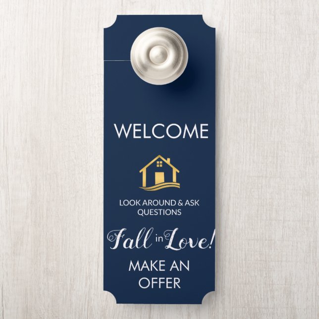 signe d'accueil en SIGNE IMMOBILIER, affichette de (Sur le bouton)