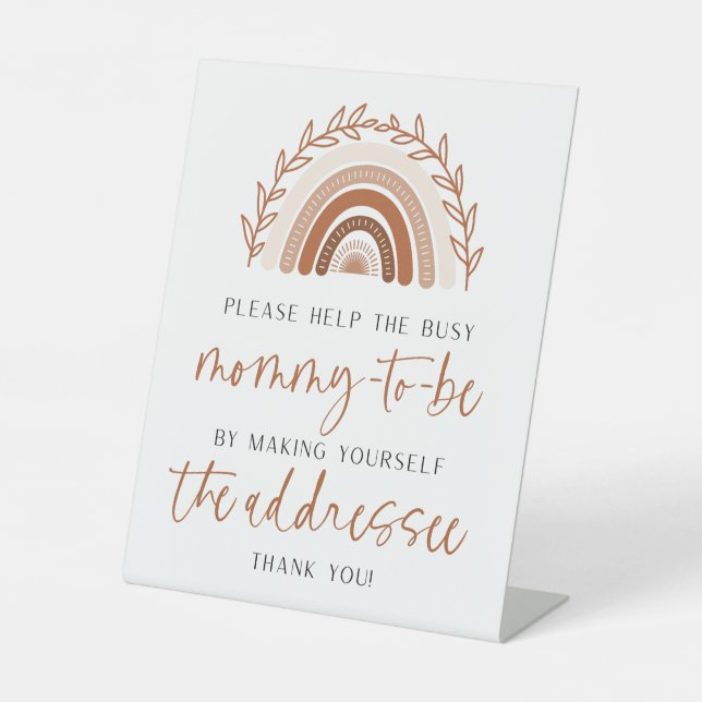 Signe d'adresse du Baby shower arc-en-ciel Boho (Recto)