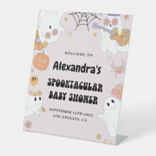 SIGNE DE Baby shower D'Accueil Halloween rose