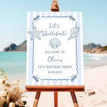 Signe de bienvenue d'anniversaire coquillages Let'