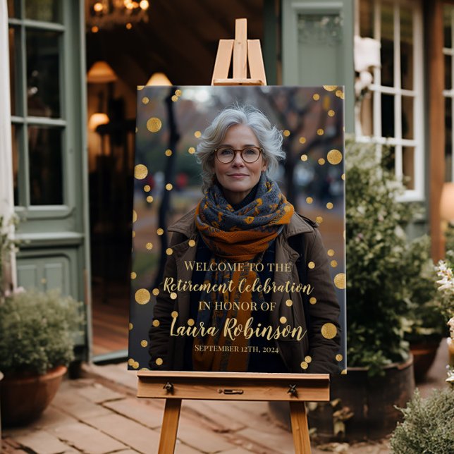 Signe de bienvenue de la fête de retraite avec pho (Créateur téléchargé)