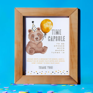 Signe de capsule temporelle d'anniversaire ours – 