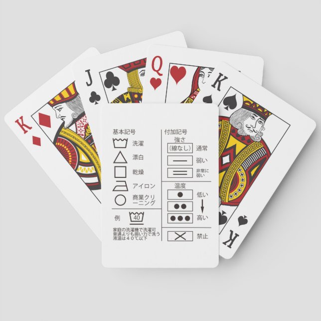 Signe de cartes à jouer d'indication de blanchisse (dos)