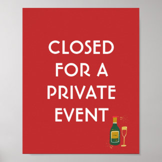 Signe de fermeture d'événement privé, affiche d'év