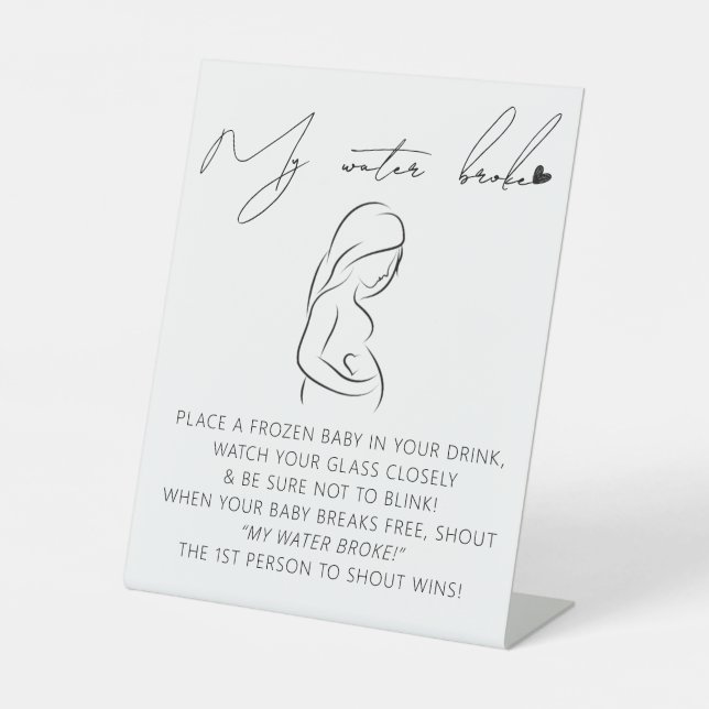 Signe de jeu de baby shower moderne 'mon eau s'est (Recto)