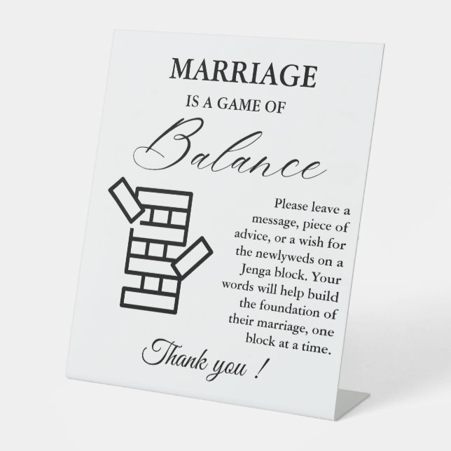 Signe de jeu minimaliste moderne Mariage Jenga Gam (Recto)