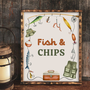 SIGNE DE LA FÊTE DE Pêche Poisson & Chips 8x10 pou