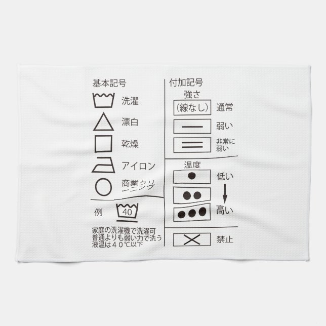 Signe de lessive indication serviette de cuisine (Horizontal)