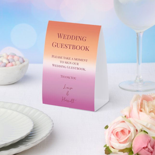 Signe de livre d'or avec dégradé de drapeau de fie (Insitu (mariage))