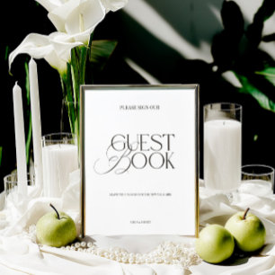 Signe de livre d'or élégant moderne noir et blanc