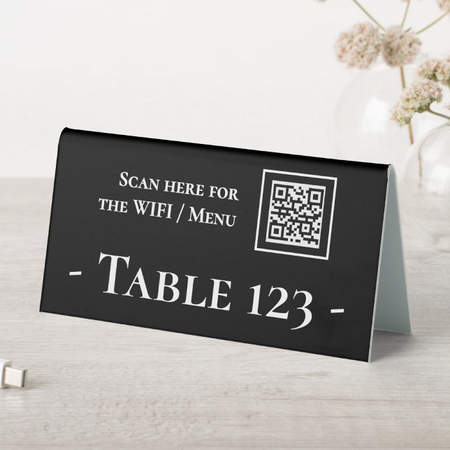 Signe de numéro de table avec code QR noir (Créateur téléchargé)