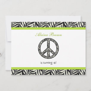 Signe de paix Zebra Invitation à la fête d'anniver