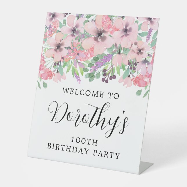 Signe De Table 100e anniversaire Purple rose Fleur sauvage Bienve (Recto)
