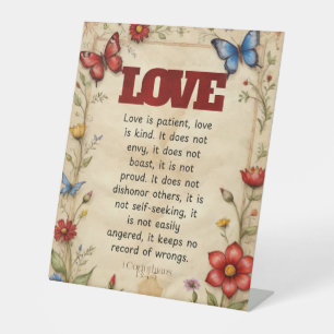 Signe De Table 1 Corinthiens 13:4-5 Bible chrétienne Verse Art