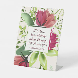 Signe De Table 1 Corinthiens 13:7 L'amour n'échoue jamais Clover 