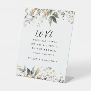 Signe De Table 1 Corinthiens 13:7 L'amour n'échoue jamais la Bibl