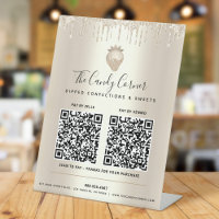 2 Codes QR Paiement Ici Gouttes de Paillettes Doré