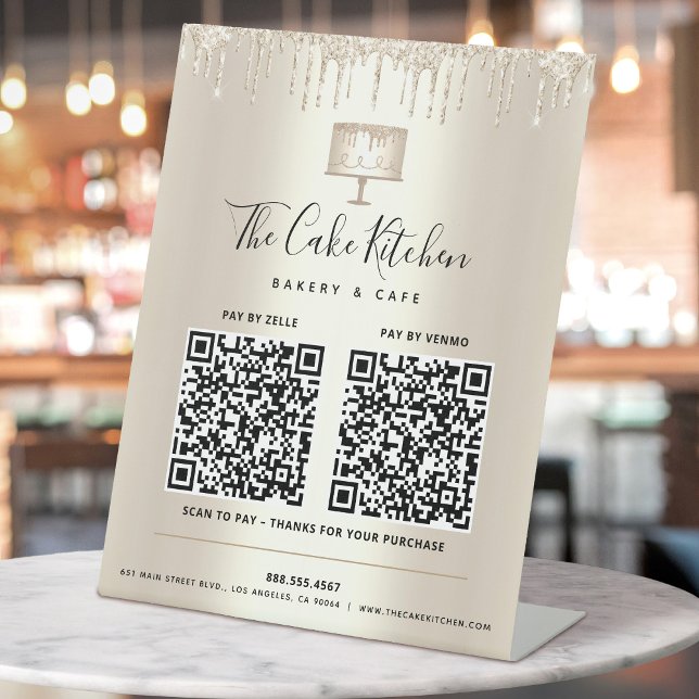 Signe De Table 2 Codes QR Payer ici Boulangerie Gâteau Doré Goutt (Créateur téléchargé)
