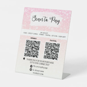 Signe De Table *~* 2 PAIEMENT QR - Tente de table en table pastel