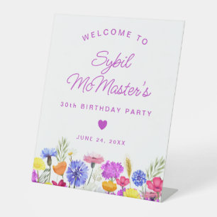 Signe De Table 30e anniversaire Purple Fleur sauvage Affiche de b