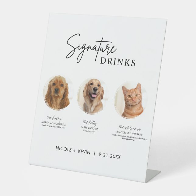 Signe De Table 3 Animaux de compagnie Signature Boissons Signer M (Recto)