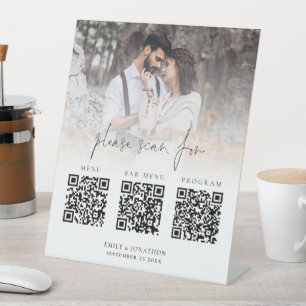 Signe De Table 3 en un Qr Codes Barre Menu Programme Mariage phot