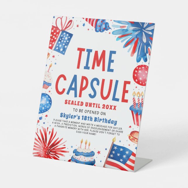 Signe De Table 4 juillet Patriotique 1er anniversaire heure Capsu (Recto)