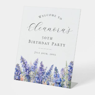 Signe De Table 50e Anniversaire Bleu Juillet Fleur de naissance B