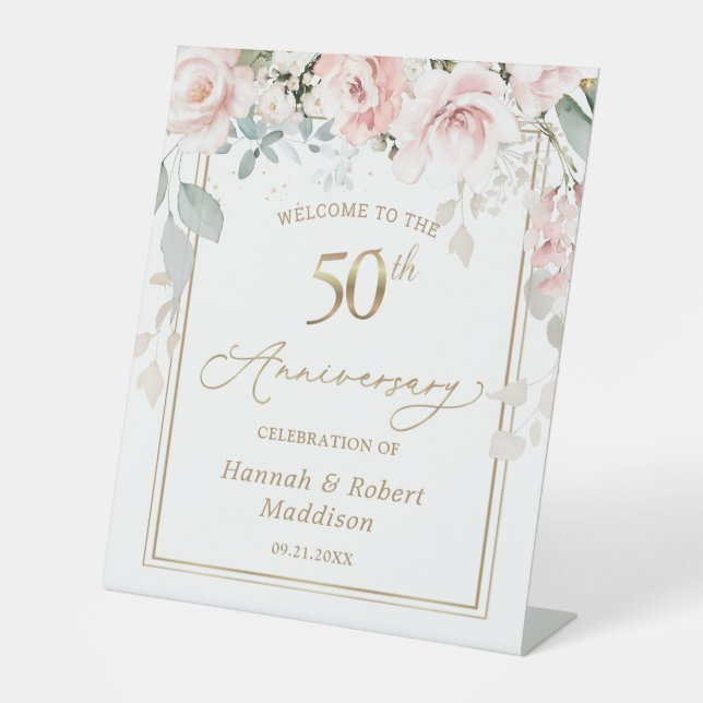 Signe De Table 50e anniversaire de Mariage Rose (Recto)