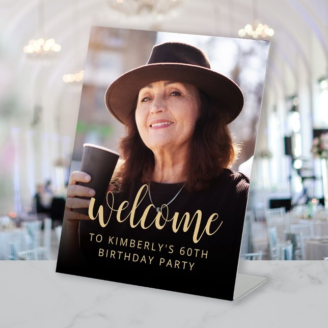 Signe De Table 60e anniversaire de fête Photo Bienvenue (Créateur téléchargé)