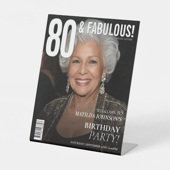 Signe De Table 80 Fabulous Magazine Cover 80th Birthday  (Recto)