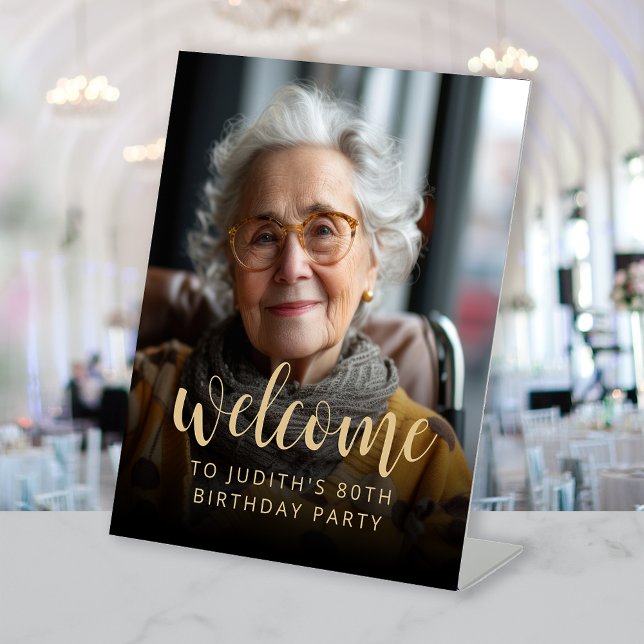 Signe De Table 80e anniversaire de la fête Photo Bienvenue (Créateur téléchargé)