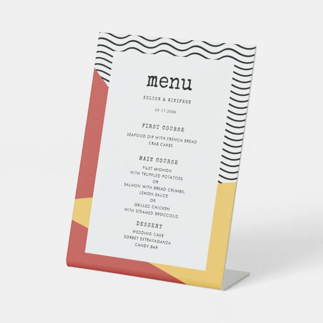 Signe De Table 80s Pop art Memphis menu (Recto)