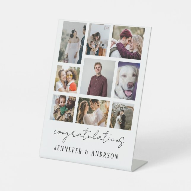 Signe De Table 9 Photo Collage Famille Signal Piédestal (Recto)