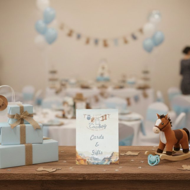 Signe De Table A Little Cowboy Baby Shower Cards and Gifts Sign (Créateur téléchargé)