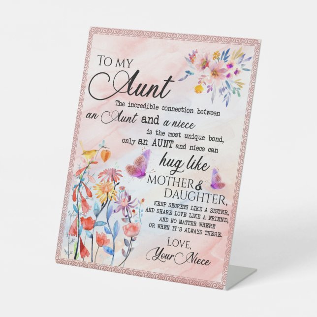 Signe De Table À Mon Cadeau Tante, Cadeau Papillon De La Nièce (Recto)