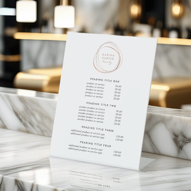 Signe De Table Abstrait or Rose Faux | Tarifs et services (Créateur téléchargé)