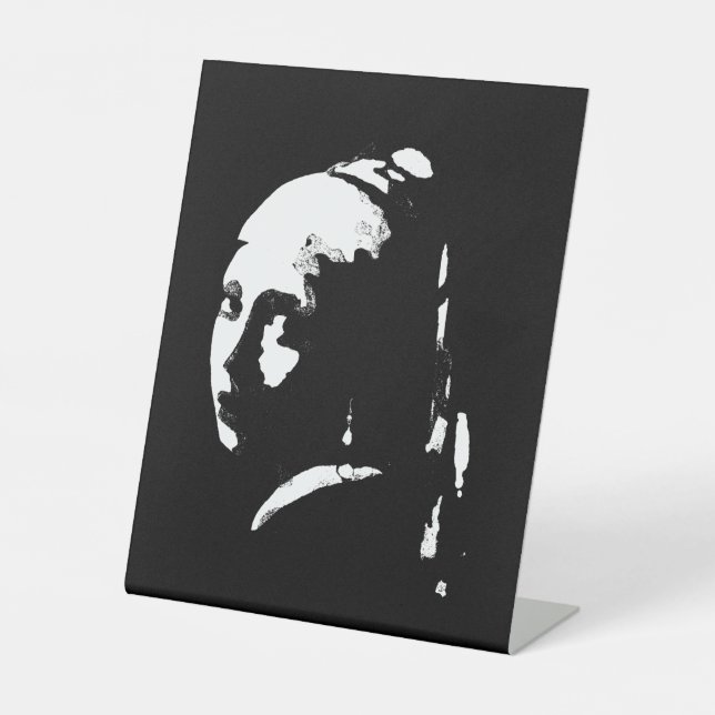Signe De Table Abstraite fille avec oreille perle (Recto)
