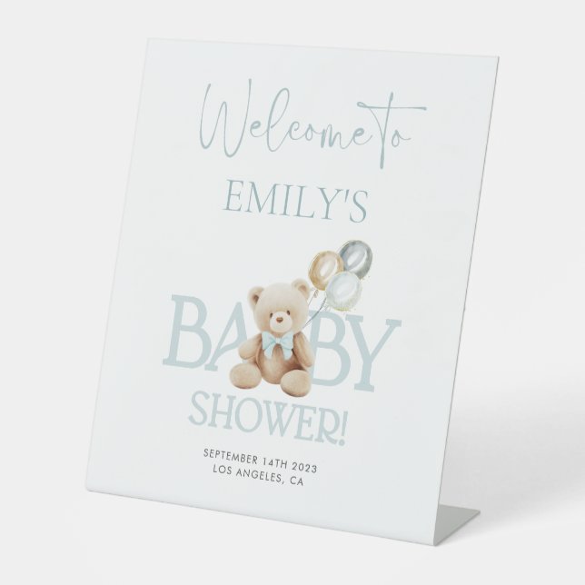 Signe De Table Accueil Baby shower Ours Teddy (Recto)