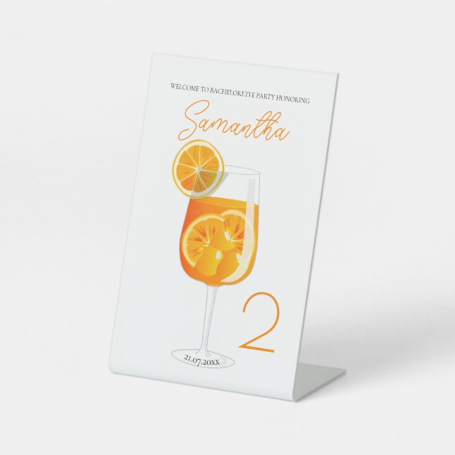 Signe De Table Accueil de fête de Bachelorette Aperol Spritz (Recto)