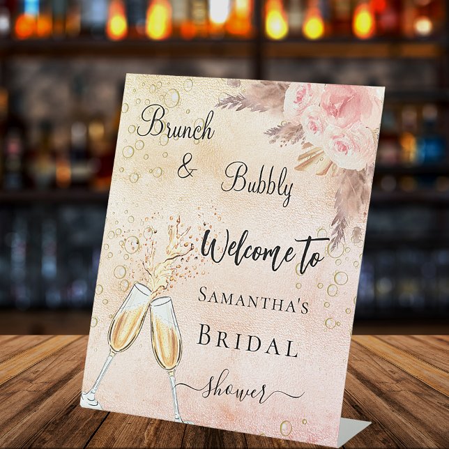 Signe De Table Accueil de fleurs de rose de bouchée de bridal Sho (Créateur téléchargé)