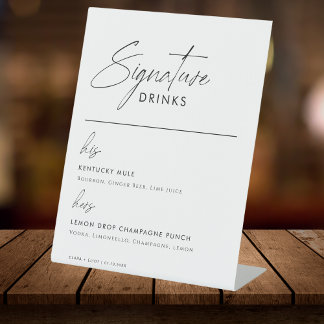 Signe De Table ADELLA Modern Mariage Signature Boissons Menu