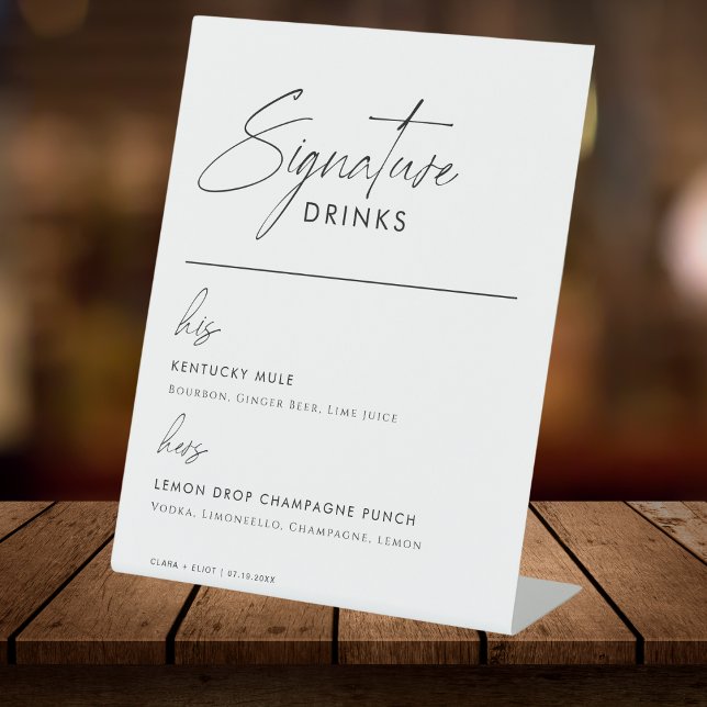 Signe De Table ADELLA Modern Mariage Signature Boissons Menu (Créateur téléchargé)