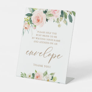 Signe De Table Adresse élégante sur une enveloppe rose floral